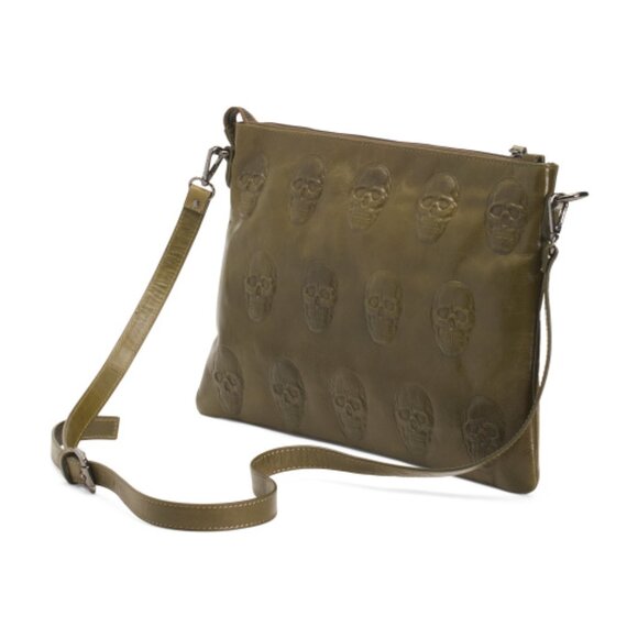 IO PELLE Made In Italy Leather Multi Skull Crossbody - Picture 3 of 4